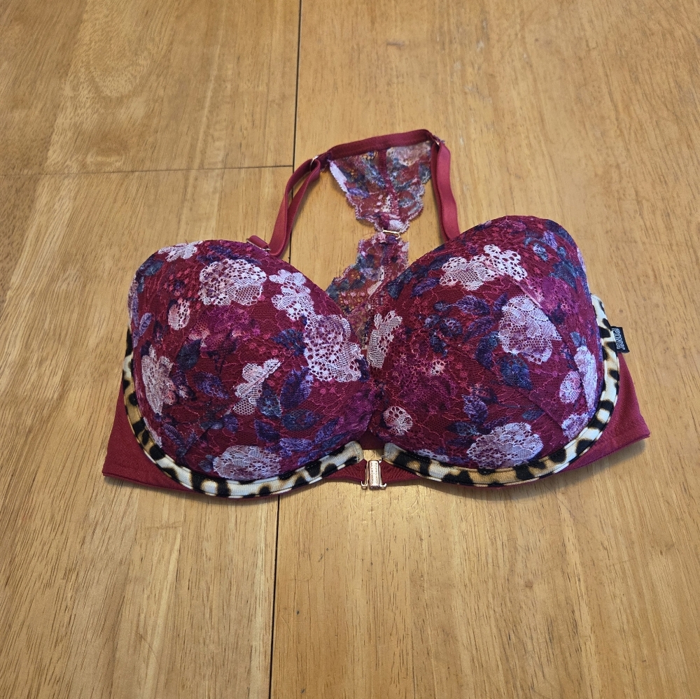 Pink by Victoria's Secret Floral leopard Date push up Bra 32DD